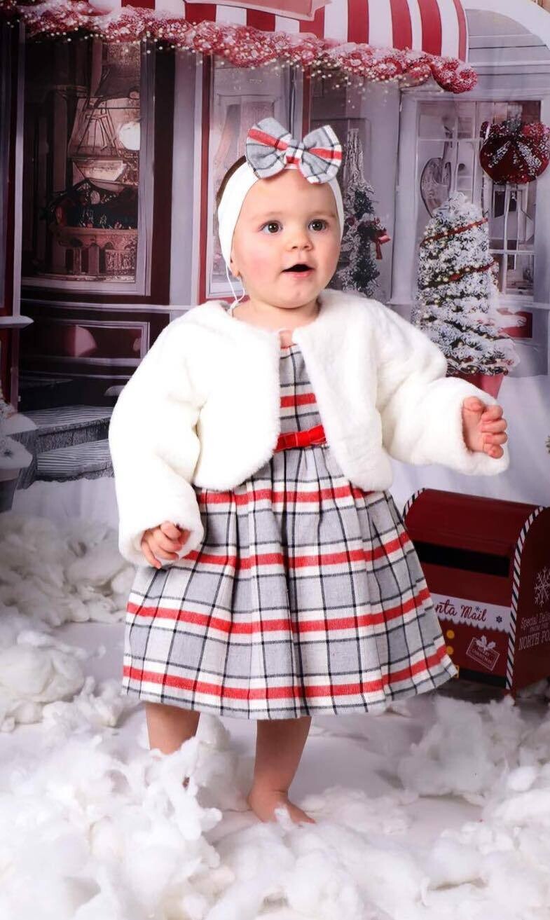 Babymeisjesjurk met pluche vest