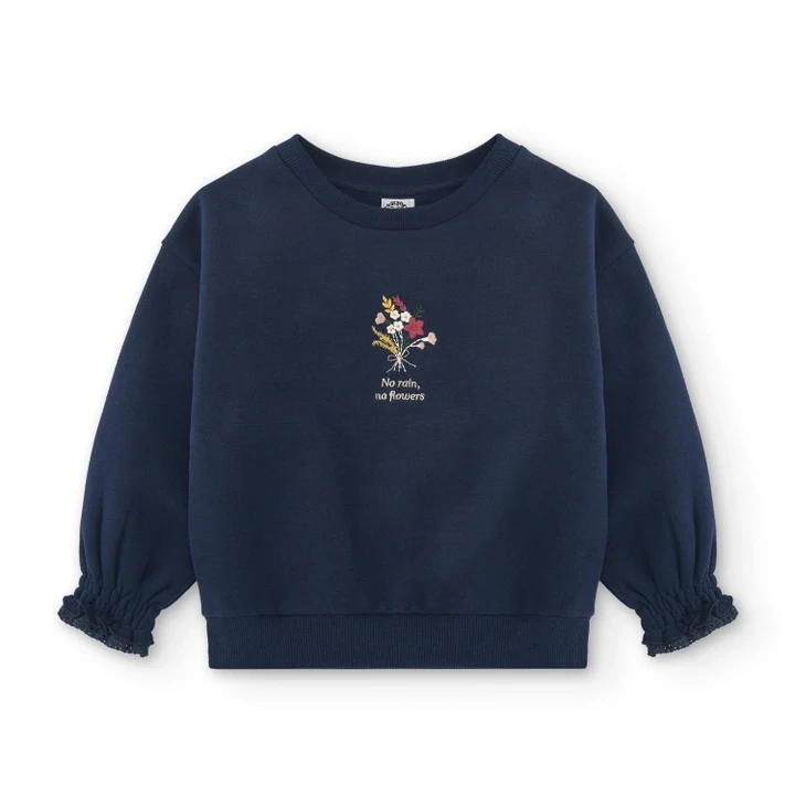 Trui donker blauw bloem