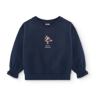 Trui donker blauw bloem