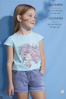 Setje met jeans shortje en kort topje