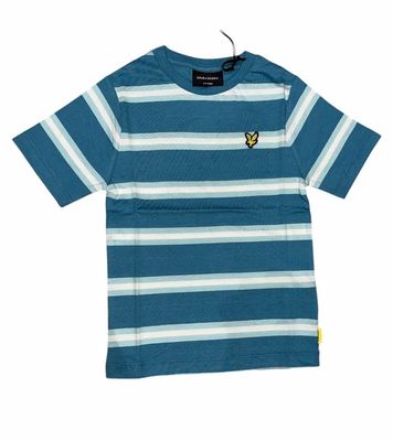 T-shirt met strepen appelblauw/bauw