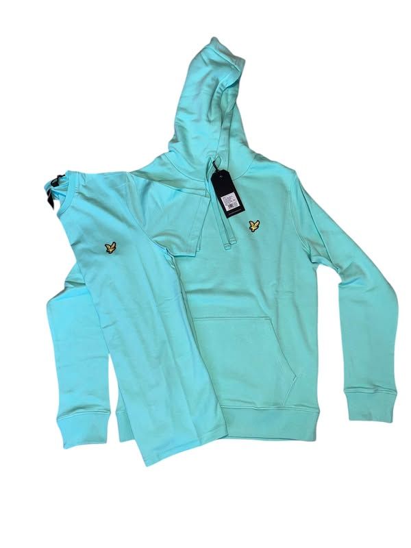 Trui met kap zomers blauw
