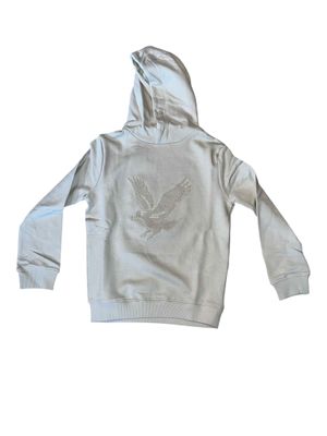 Lyle en scott trui met kap Grote vogel beige