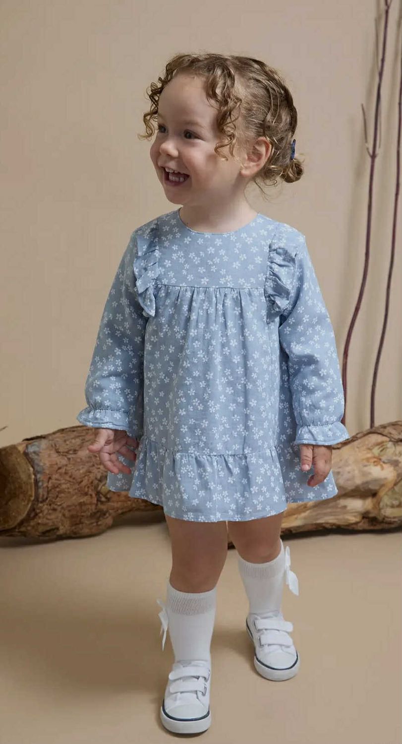 Blauw jurkje met lange mouwen BGI95527