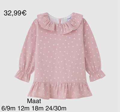 jurk met volant aan de mouwen met hartjesprint