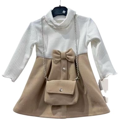 Kerst kleedje met tasje wit/beige