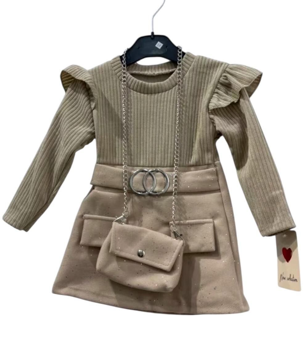 Beige kerst kleedje met tasje