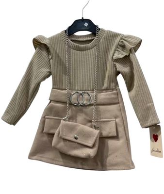 Beige kerst kleedje met tasje