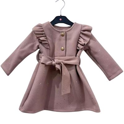 Roze kerst kleedje met glitters / dikke stof