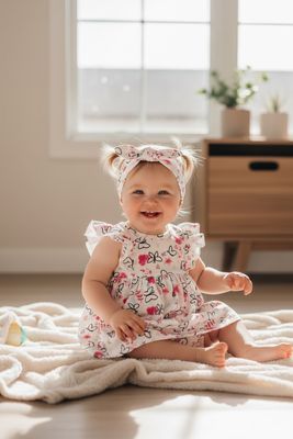 Leuk zomer kleedje met passend broekje en haarband
