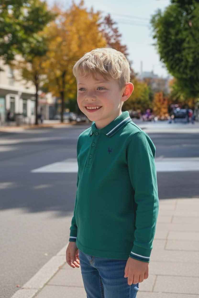 Poloshirt met lange mouwen Groen