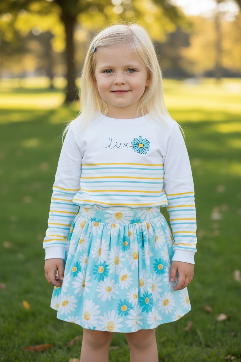 Trui met strepen en bloem