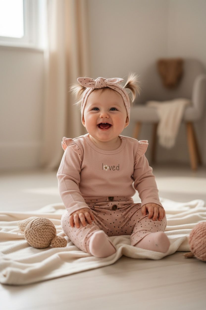 Setje Meisje roze DIRKJE met haarband