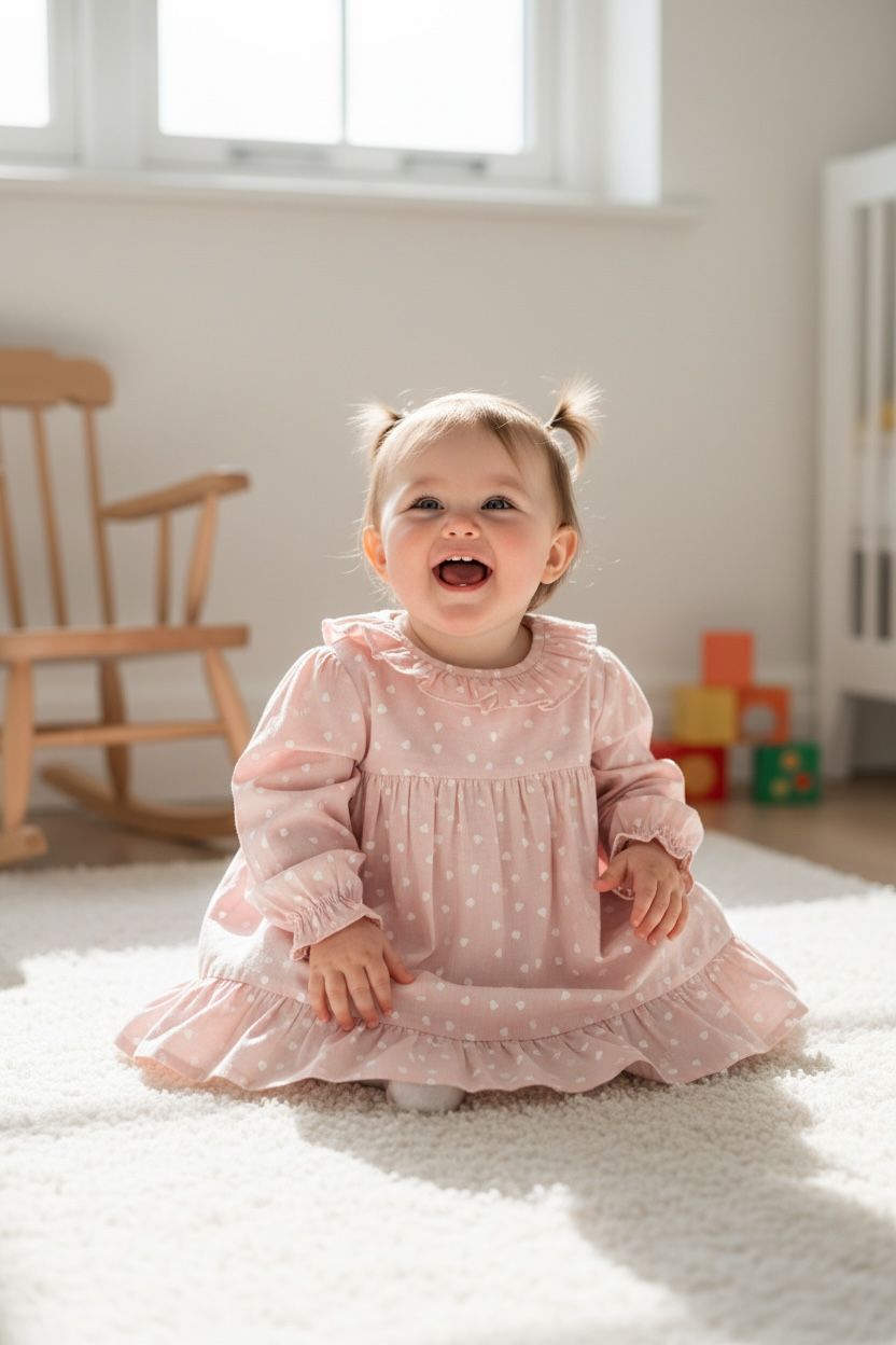 jurk met volant aan de mouwen met hartjesprint