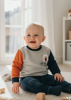 baby jongens sweater van badstof BBI64065