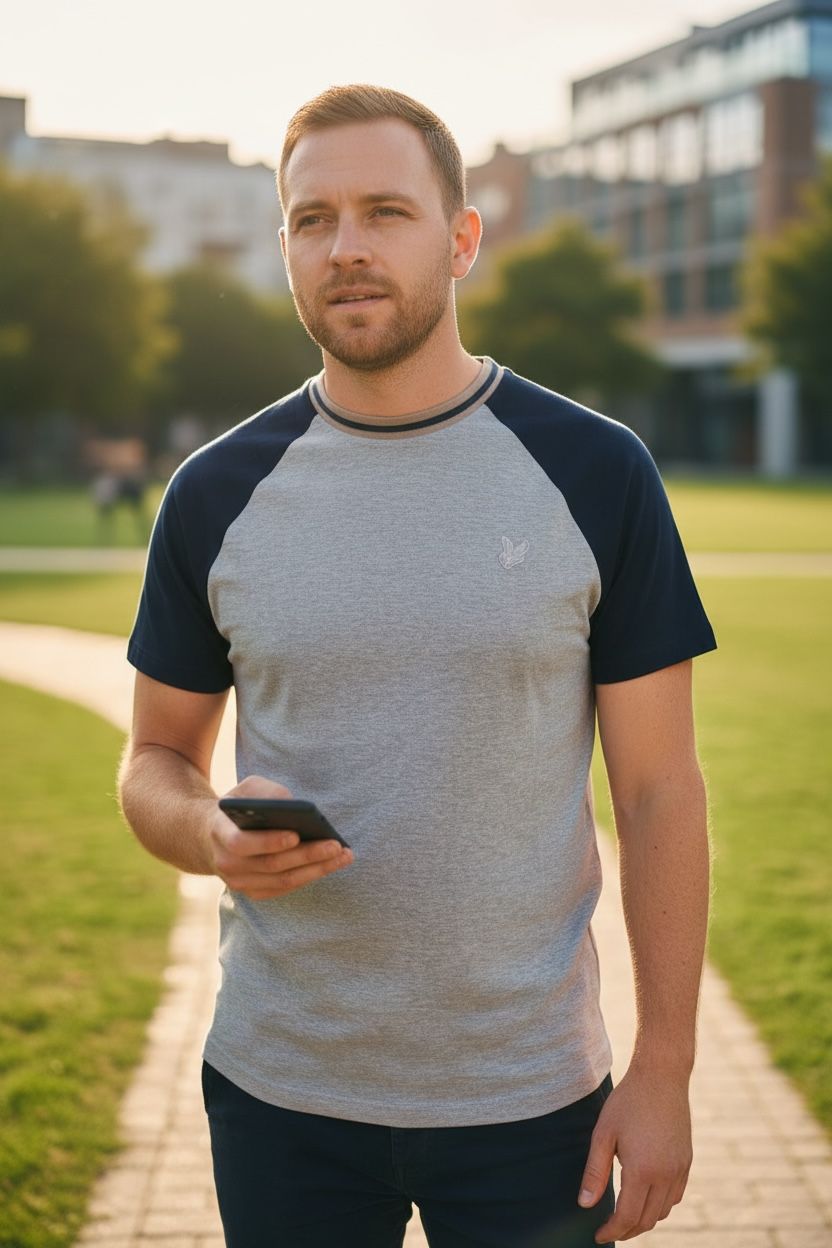 T-shirt grijs en navy