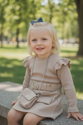 Beige kerst kleedje met tasje