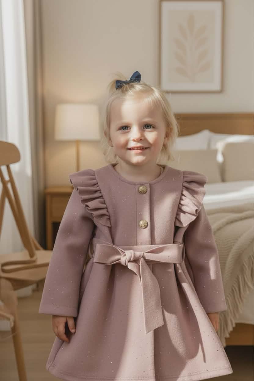 Roze kerst kleedje met glitters / dikke stof