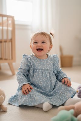 Blauw jurkje met lange mouwen BGI95527