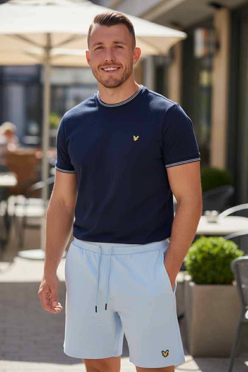 T-shirt DARK NAVY/ CHALK BLUE polo stof