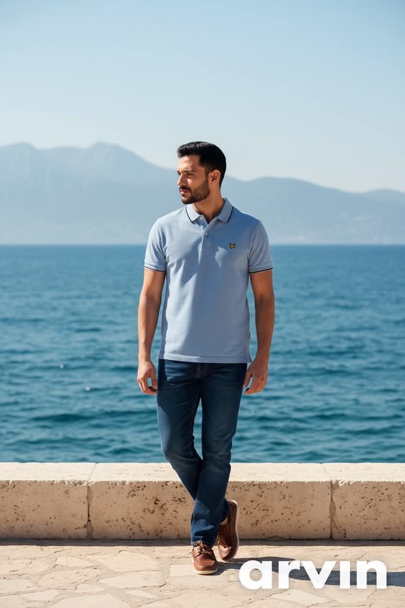 Licht blauwe polo