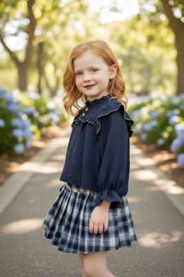 BLAUW bloesje gouden randje