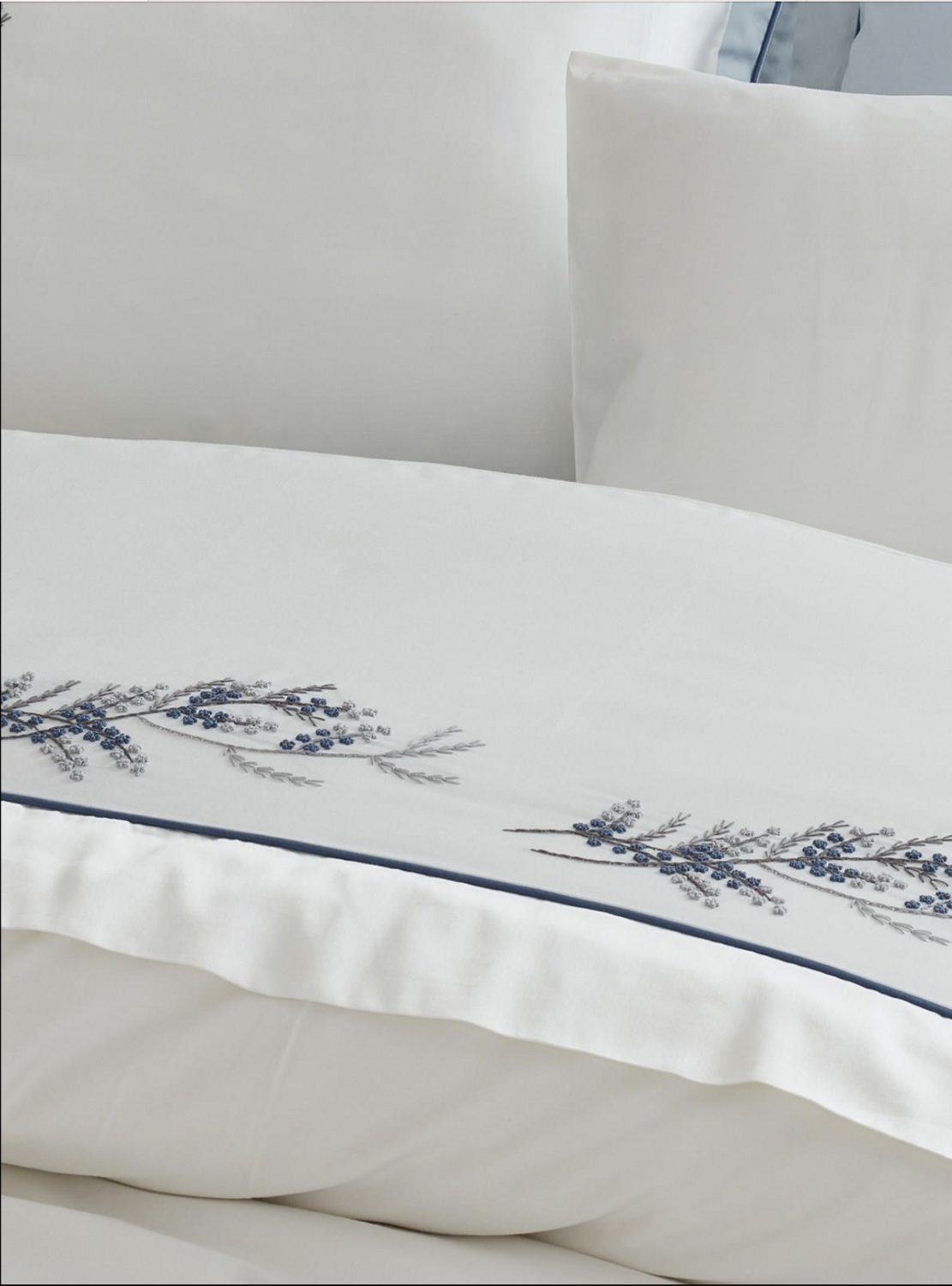 Ecocotton derin 2 person bedding set 100% organic cotton sateen hand embroidered cream 200X220 CM