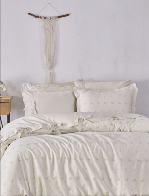 Ecocotton carmen 2 person bedding set 100% organic cotton sateen  brocaded beige 200X220 CM