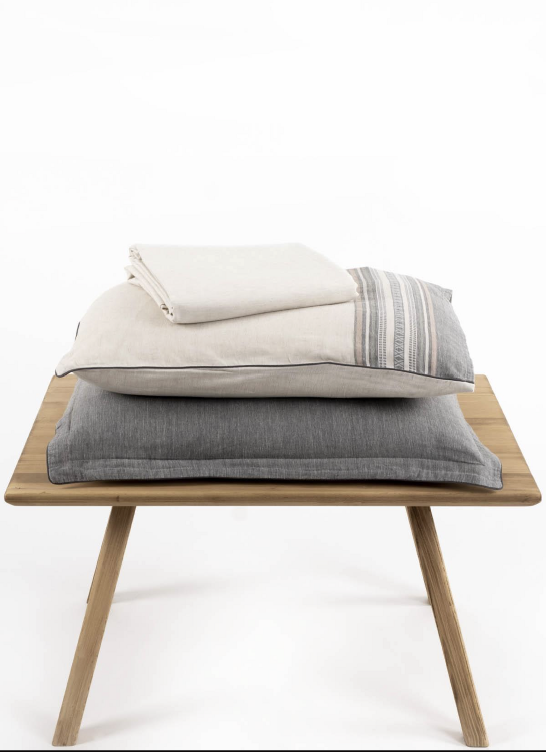Ecocotton DILA 2 Person Bedding Set 100% Organic Cotton Linen Beige-Green 200X220 CM