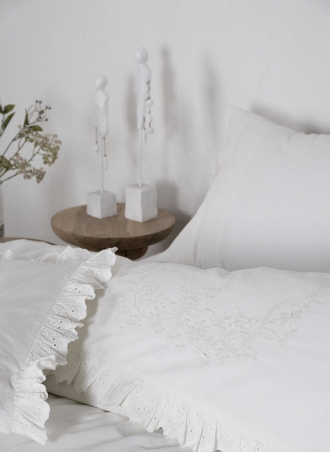 Ecocotton elsa 2 person bedding set 100% organic cotton percale embroidered cream 200X220 CM