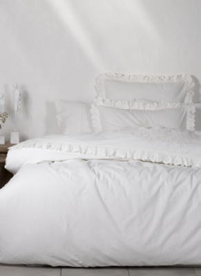 Ecocotton elsa 2 person bedding set 100% organic cotton percale embroidered cream 200X220 CM