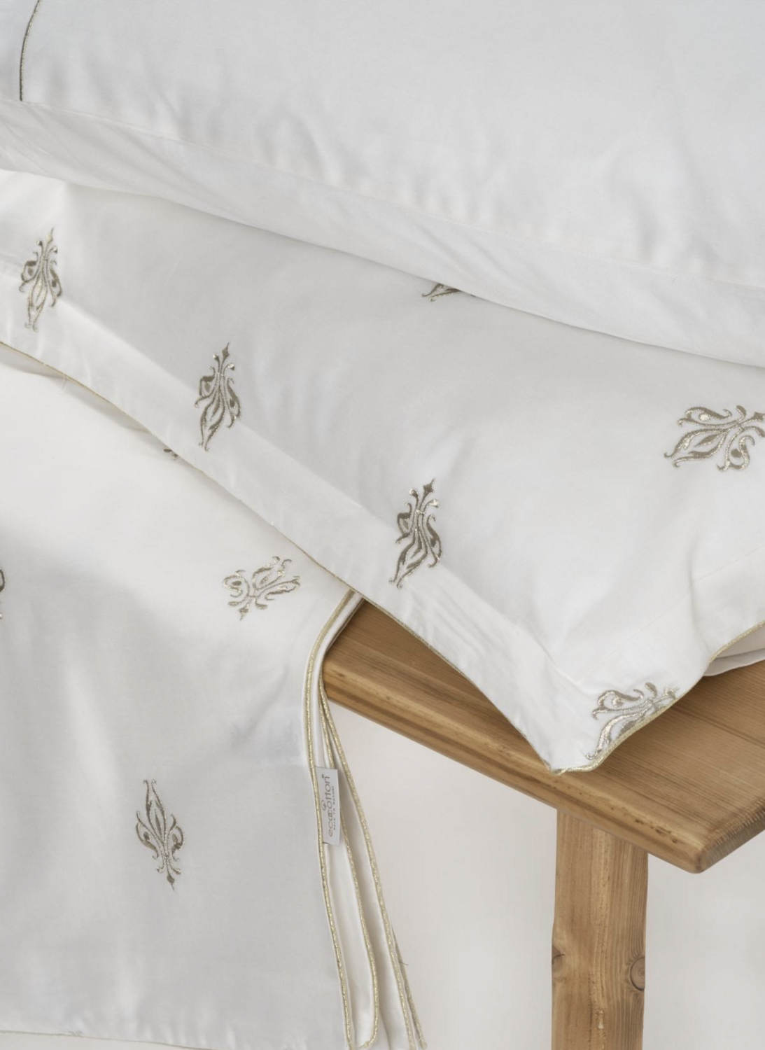 ecocotton Aslışah 2 Person Bedding Set 100% Organic Cotton Sateen Embroidered White 200X220 CM