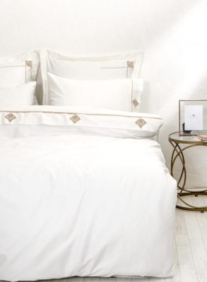 Ecocotton aden 2 person duvet cover set 100% organic cotton sateen embroidered cream 200x220 CM