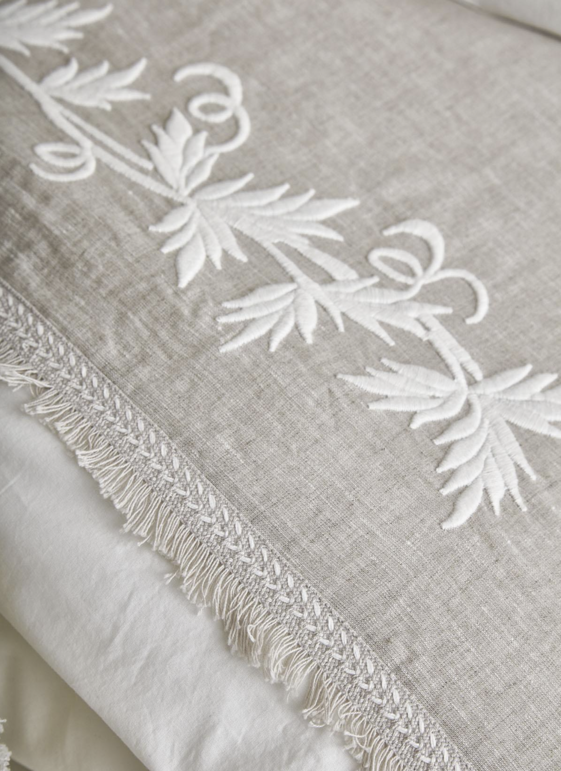 Ecocotton Miya 2 person Duvet Cover Set 100% Organic Cotton Sateen Embroidered Cream 200x220 Cm