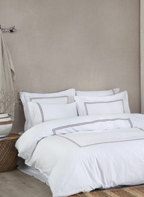 Ecocotton Line 2 person Duvet Cover 100% Organic Cotton Sateen Embroidered White 200x220 Cm