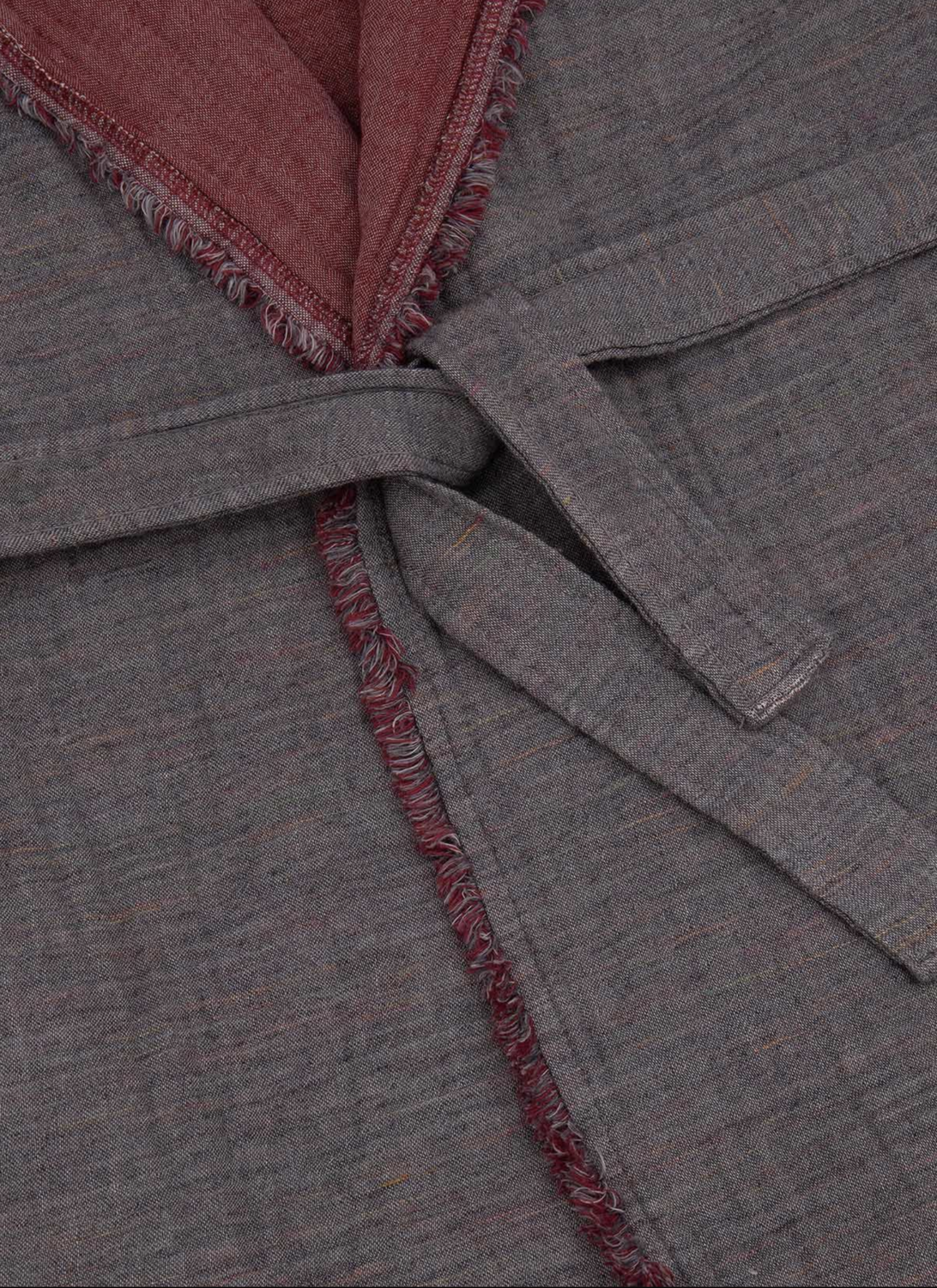 Ecocotton Muna Men&#39;s Bathrobe 100% Organic Cotton Injection Burgundy-Anthracite