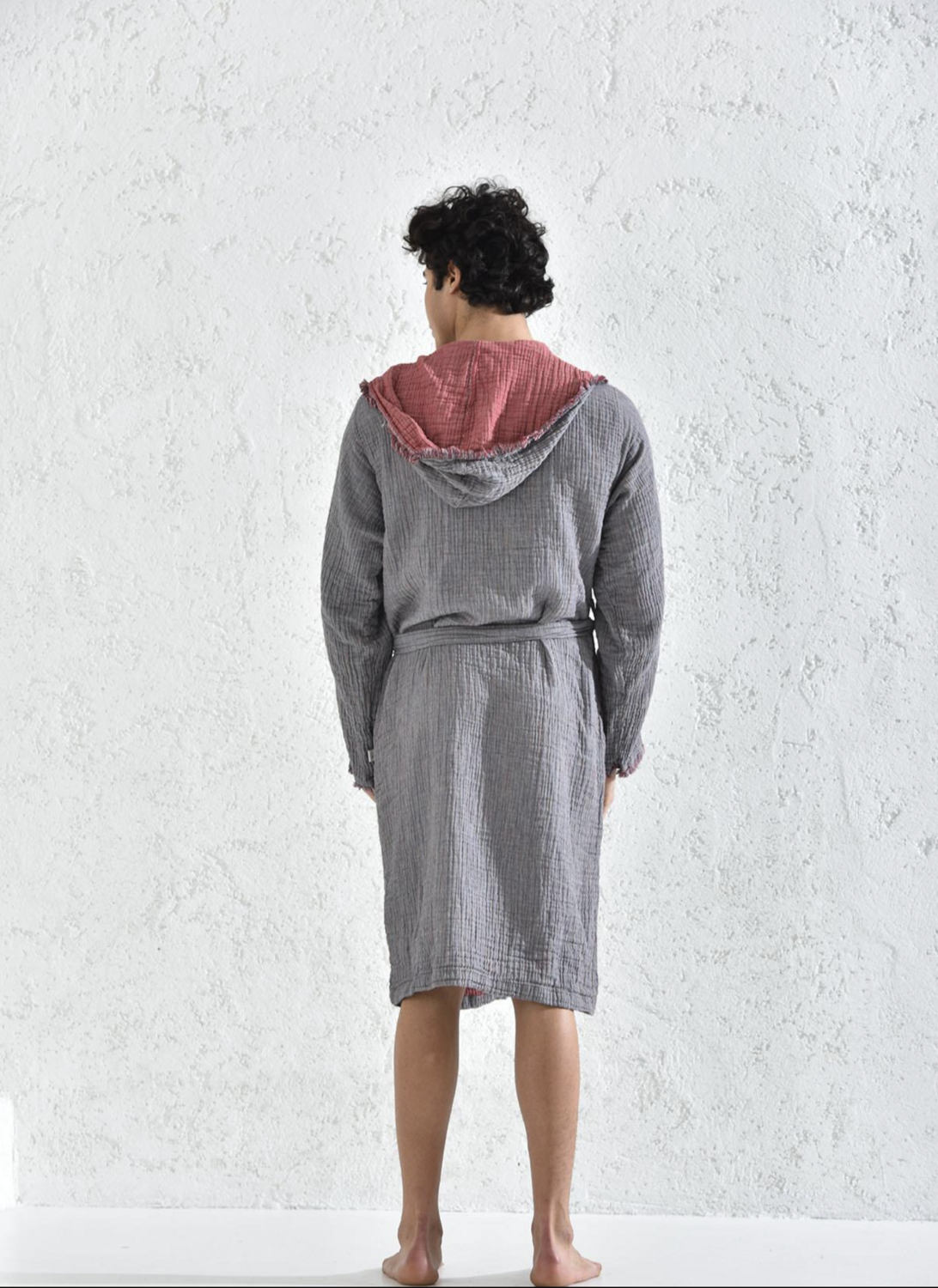 Ecocotton Muna Men&#39;s Bathrobe 100% Organic Cotton Injection Burgundy-Anthracite