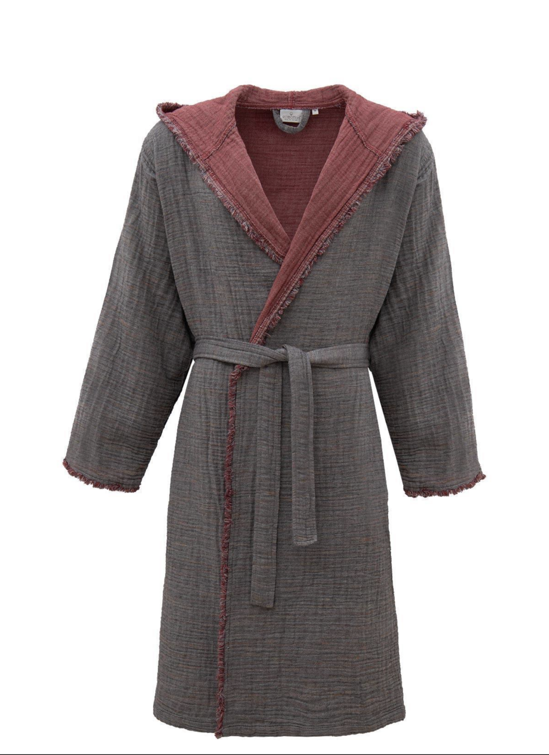 Ecocotton Muna Men&#39;s Bathrobe 100% Organic Cotton Injection Burgundy-Anthracite