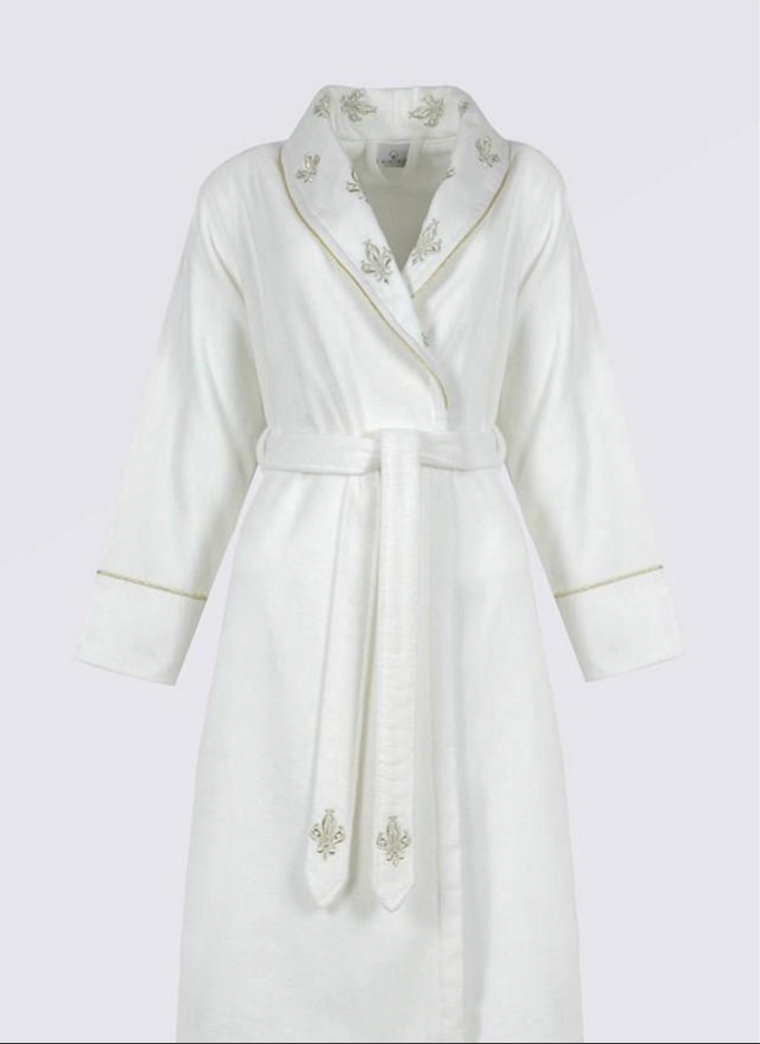 Ecocotton Aslışah Family Bathrobe Set 100% Organic Cotton Embroidered Cream/Cream - M/L