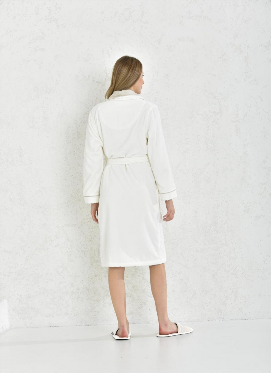 Ecocotton Nil Women Bathrobe Set 100% Organic Cotton Hand Embroidered Cream