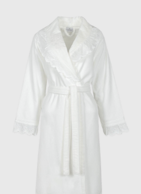 Ecocotton Elsa Women Bathrobe Set 100% Organic Cotton Embroidered Cream