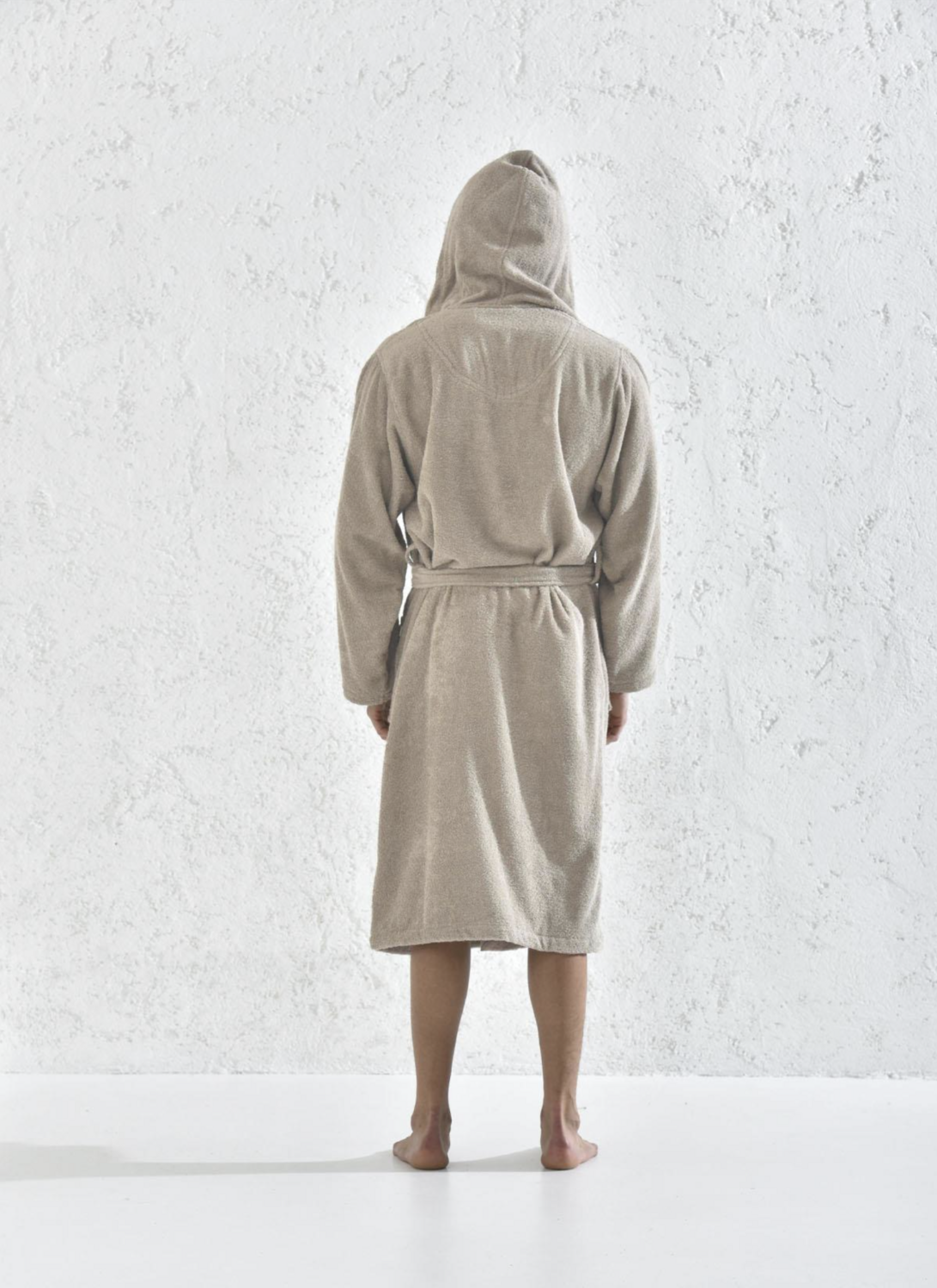 Ecocotton Ecosoft Men&#39;s Bathrobe 100% Organic Cotton Dobby Beige