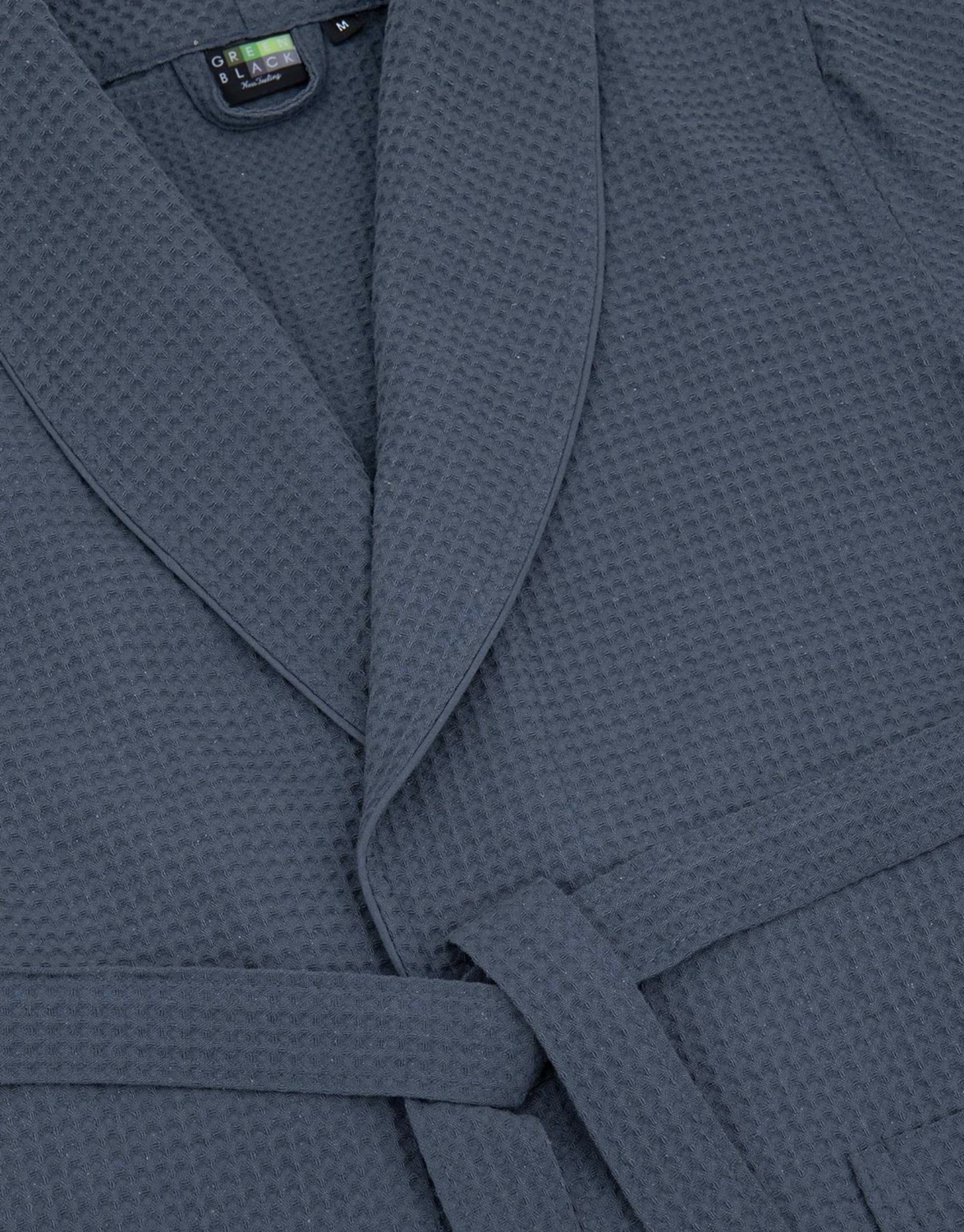 Green Black Afra Men&#39;s Pique Bathrobe 100% Cotton Navy Blue