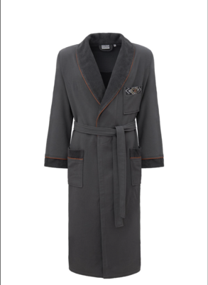 Ecocotton Pamira Men&#39;s Bathrobe 100% Organic Cotton Embroidered Anthracite