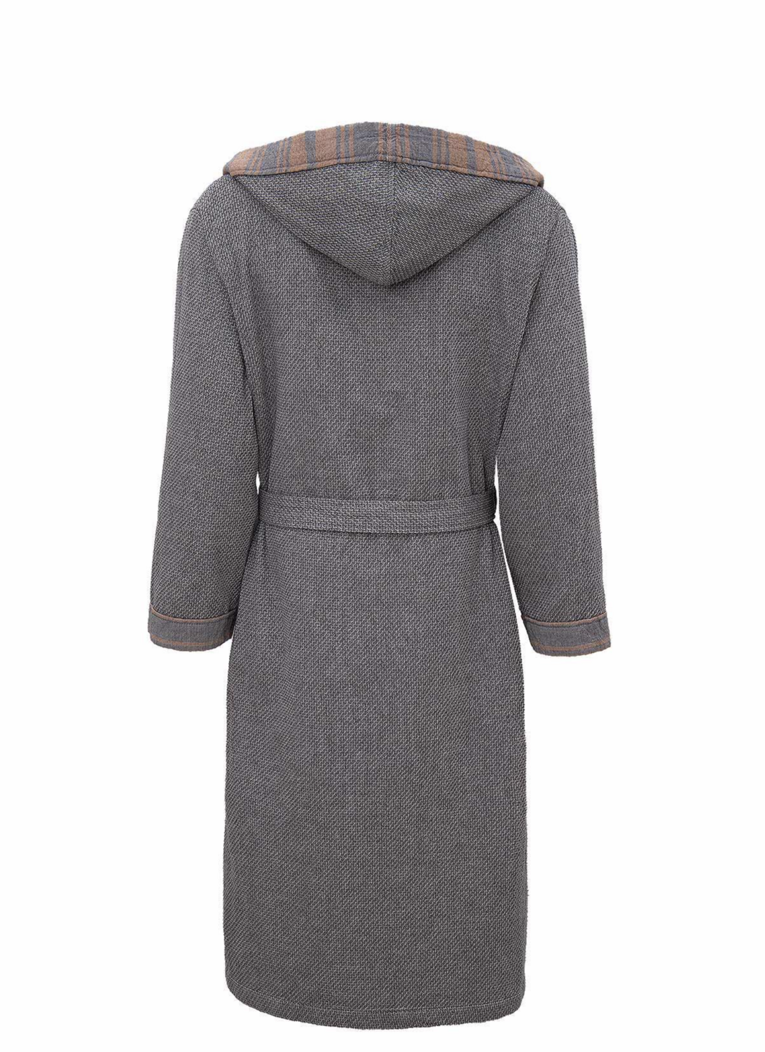 Ecocotton Mila men&#39;s bathrobe 100% organic muslin Gray / Brown