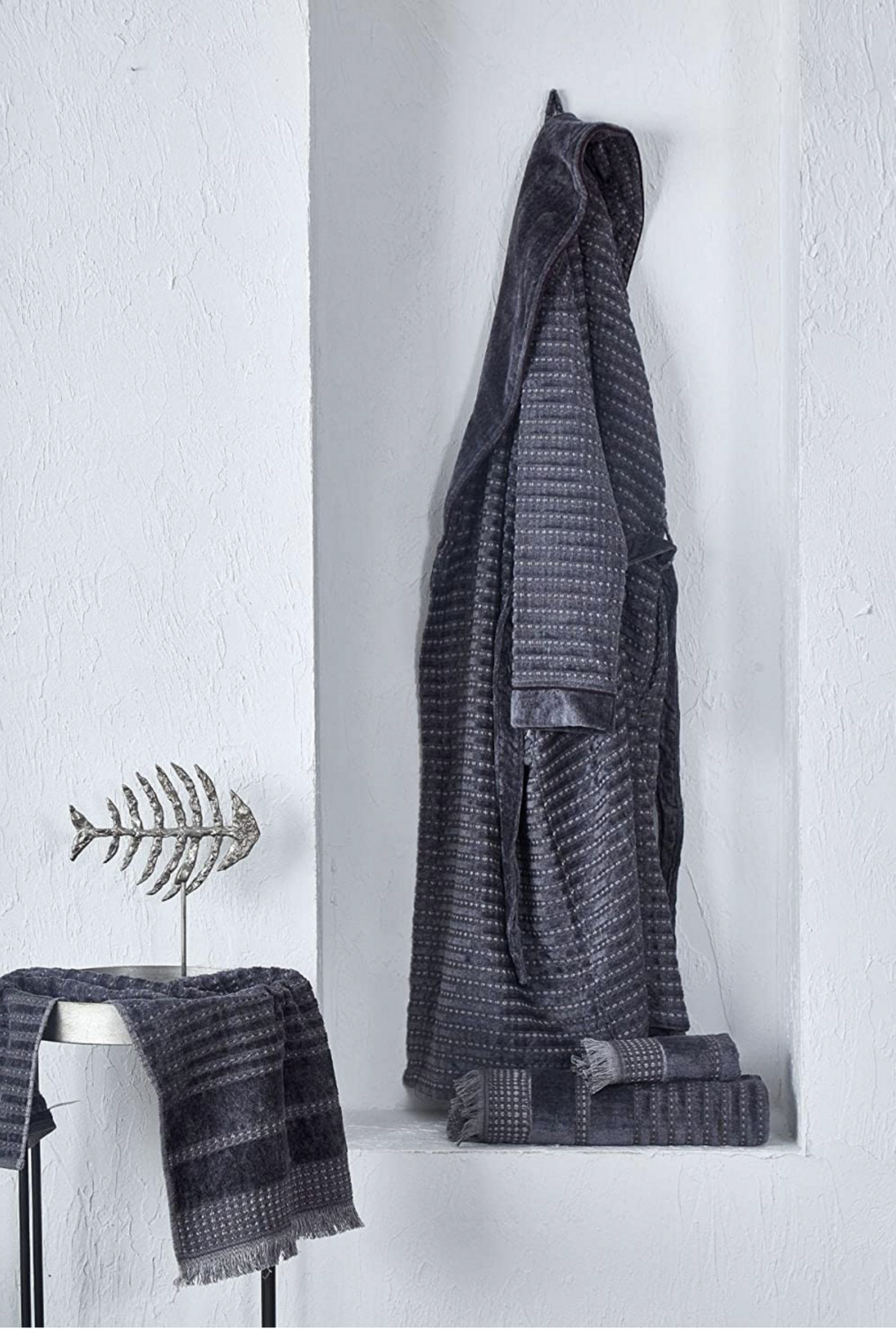 Ecocotton Zeus Men&#39;s Bathrobe 100% Organic Cotton Inject Anthracite