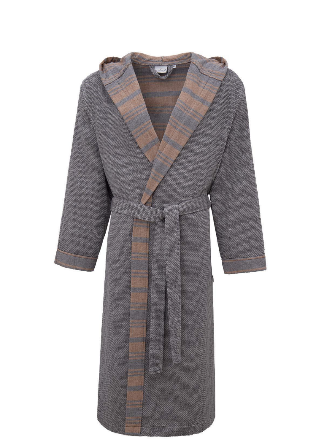 Ecocotton Mila men&#39;s bathrobe 100% organic muslin Gray / Brown
