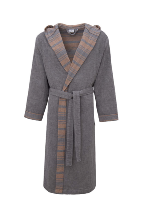 Ecocotton Mila men&#39;s bathrobe 100% organic muslin Gray / Brown