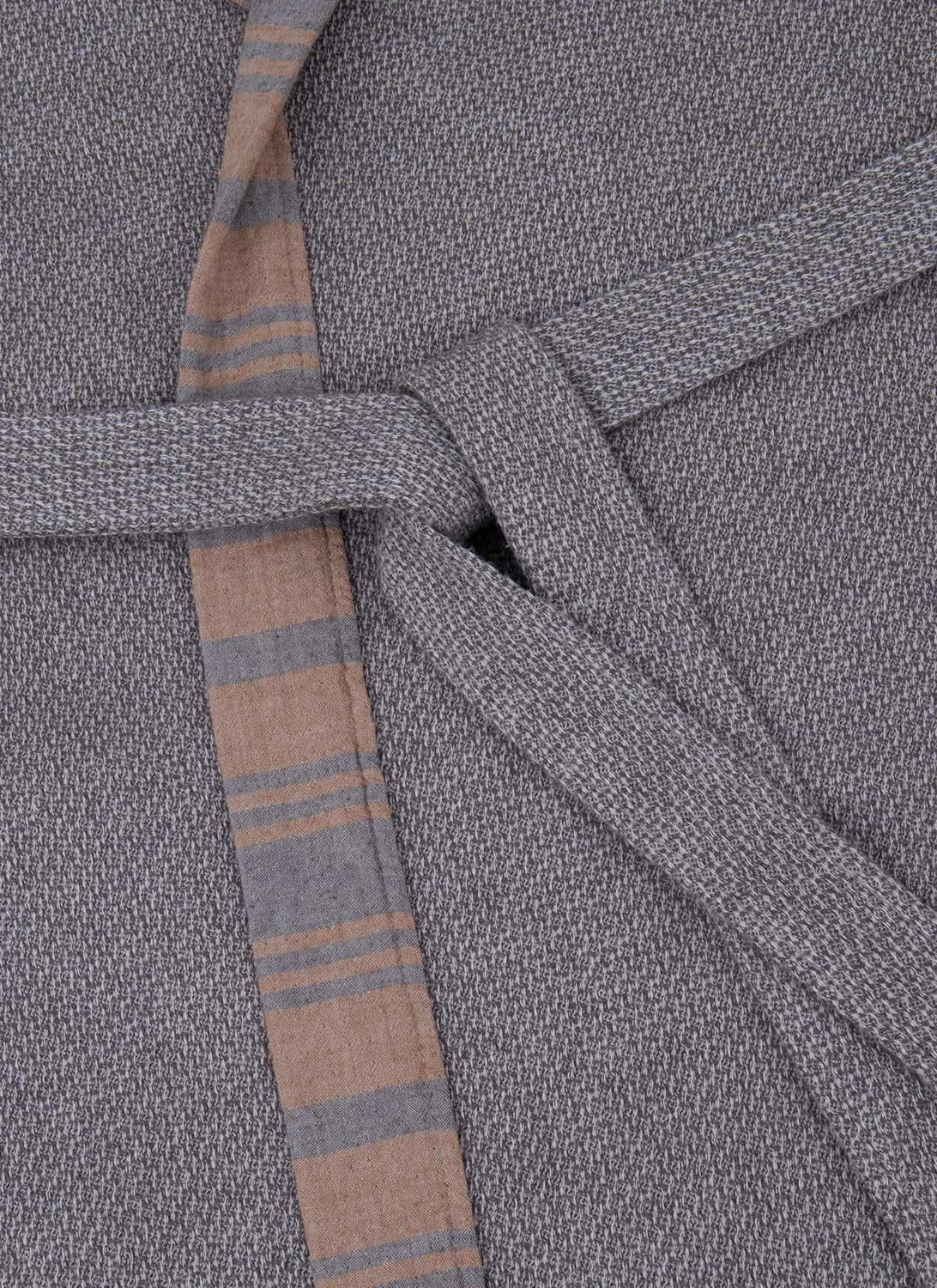 Ecocotton Mila men&#39;s bathrobe 100% organic muslin Gray / Brown