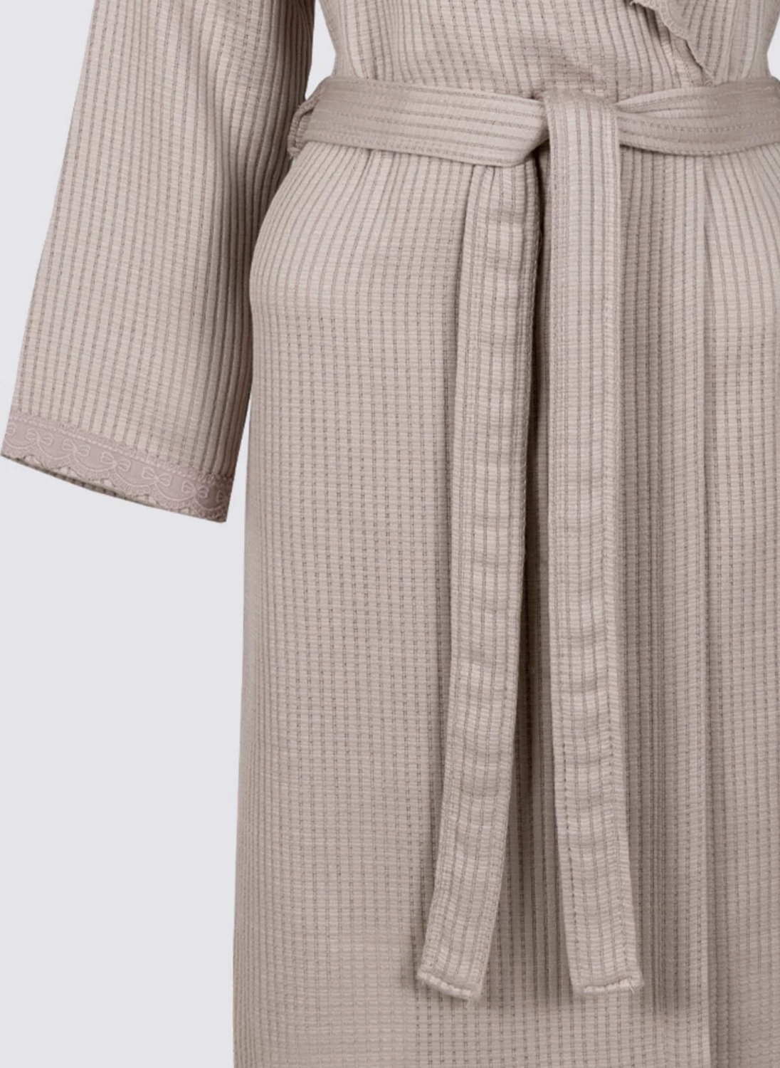 Ecocotton Alessa Women&#39;s Pique Bathrobe 100% Organic Cotton Jacquard Powder